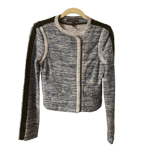 BCBGMAXAZRIA BLUE TWEED KEVIN JACKET - Picture 1 of 5